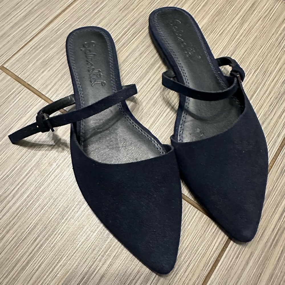 Splendid Dark Blue Suede Mules